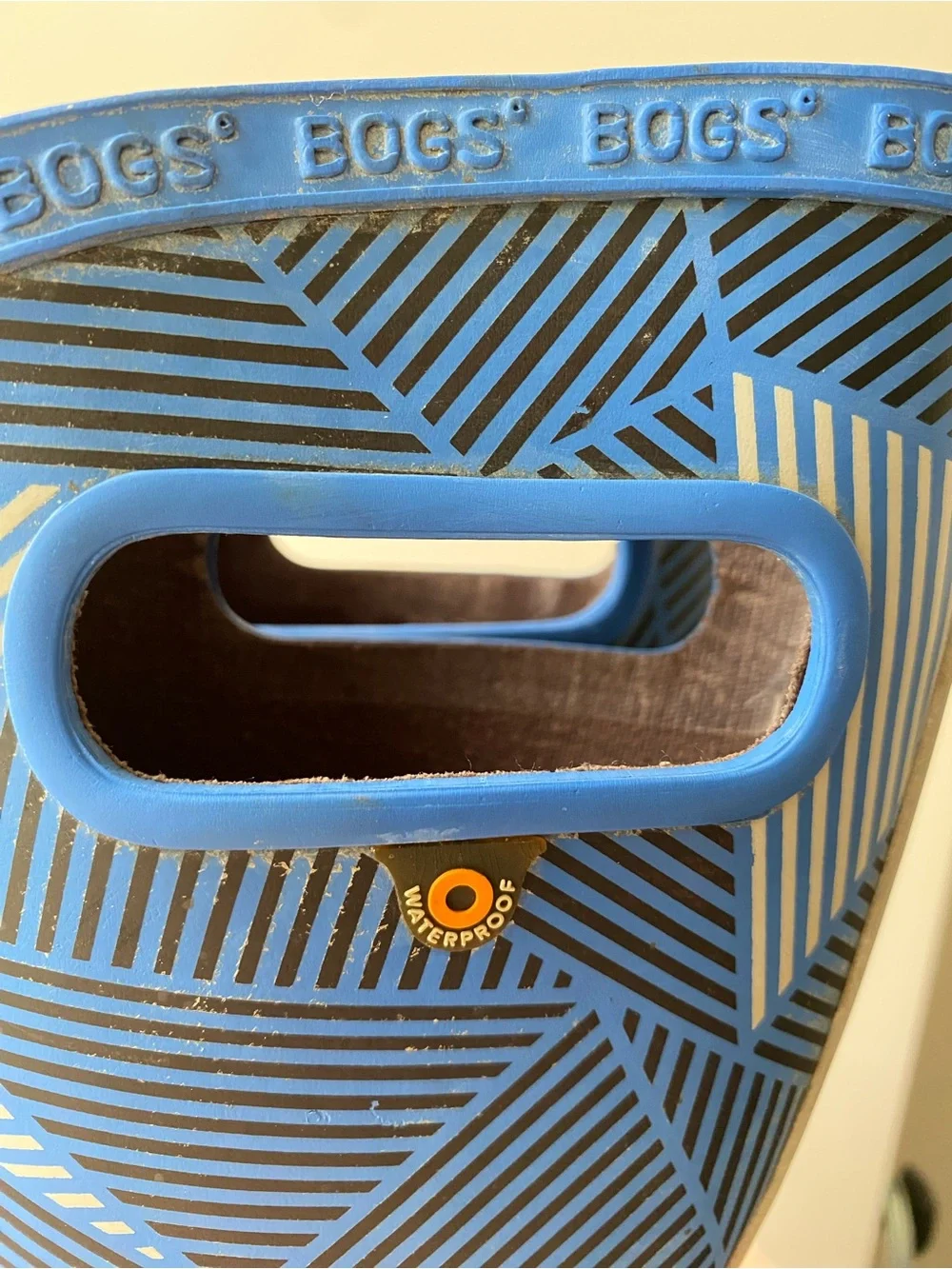 BOGS Kids Waterproof Rain Boots Blue Geometric Size 10
